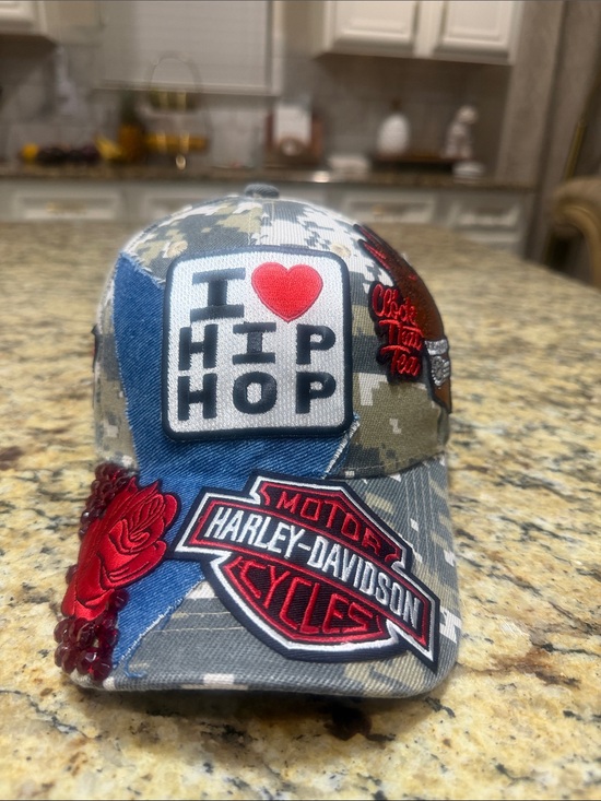 Harley-Davidson Accessories - Harley-Davidson Multicolor Camo Patch Trucker Hat with Red Rose Accents